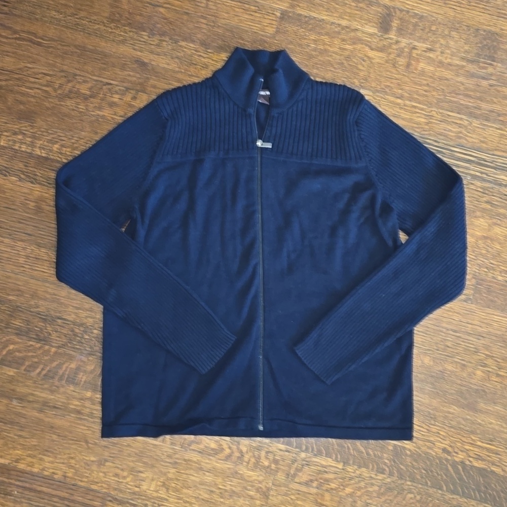 Men's Michael Kors Navy Blue Zip-up Sweater Size XL